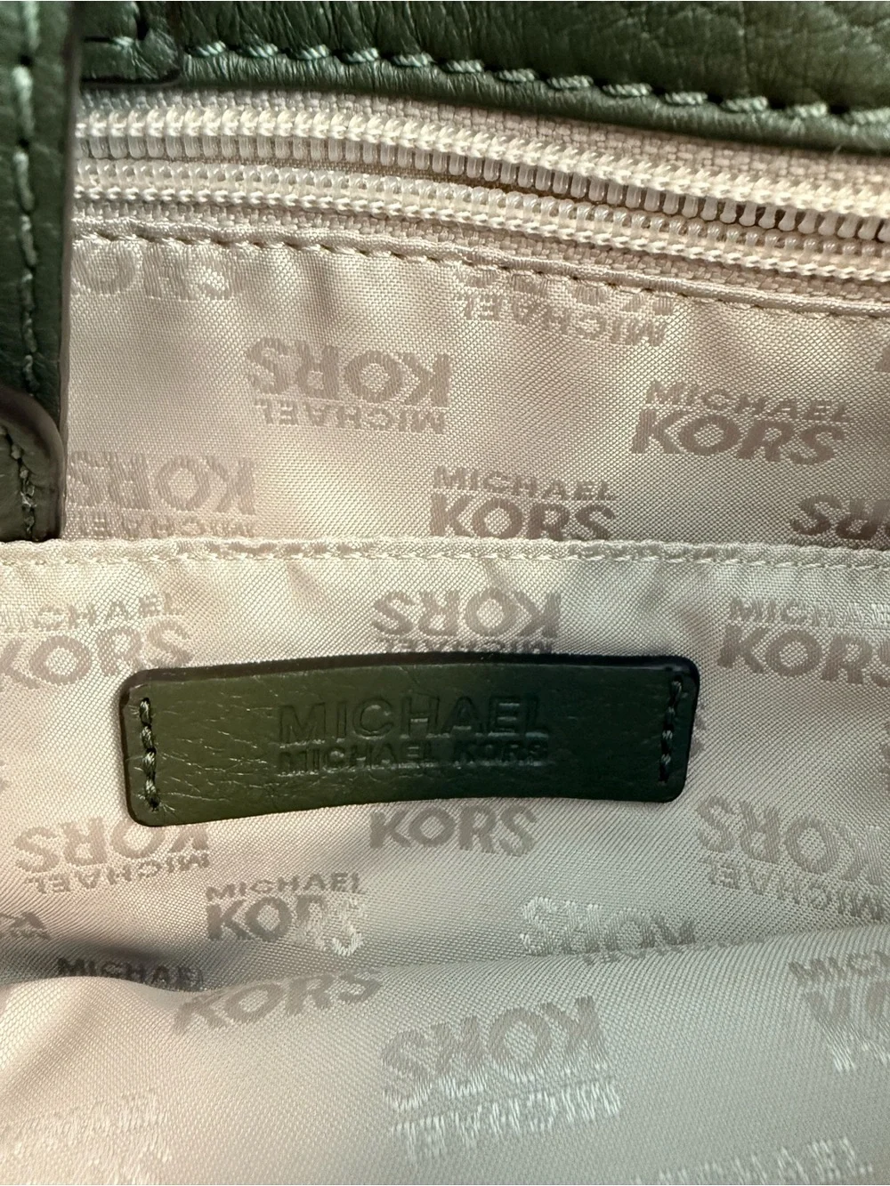 Michael Kors Dark Olive Hamilton Leather Satchel with Gold Hardware